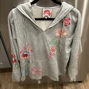 Johnny Was Floral Embroidered Gray Hoodie